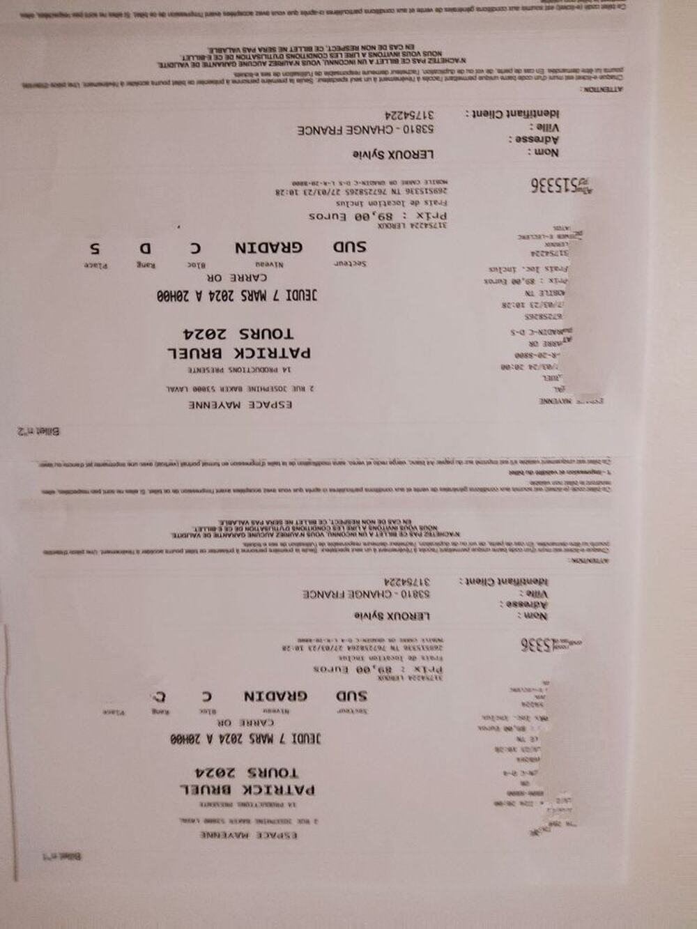 Places de concert Billetterie