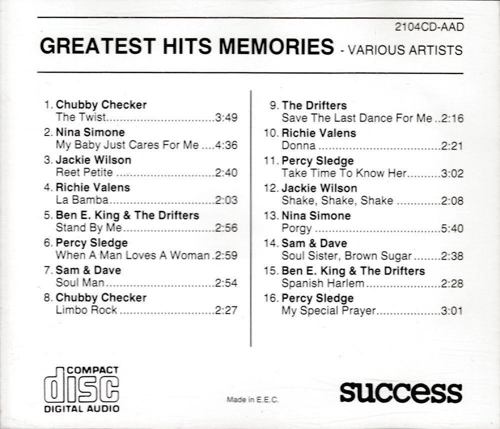 CD Greatest Hits Memories CD et vinyles