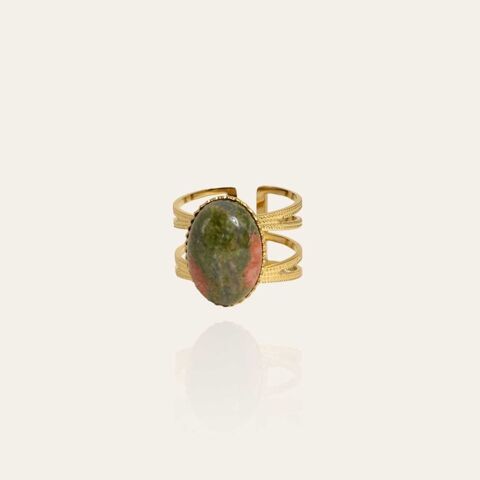 bague ajustable pierre naturelle Unakite 32 Hy�res (83)