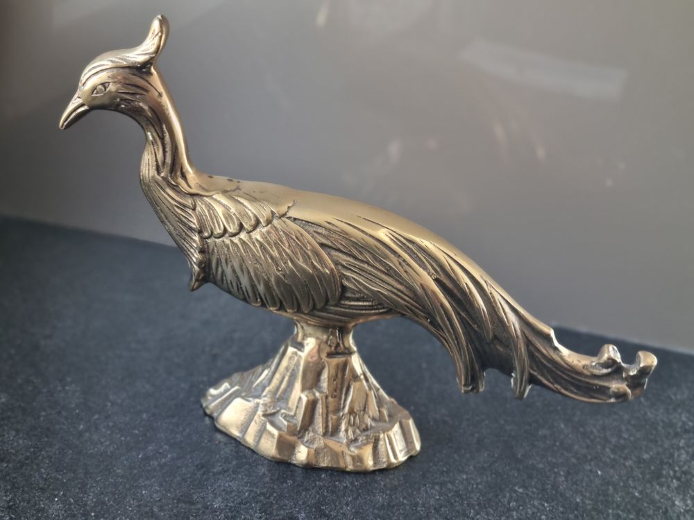 Statuette Faisan m&eacute;tal dor&eacute; D�coration