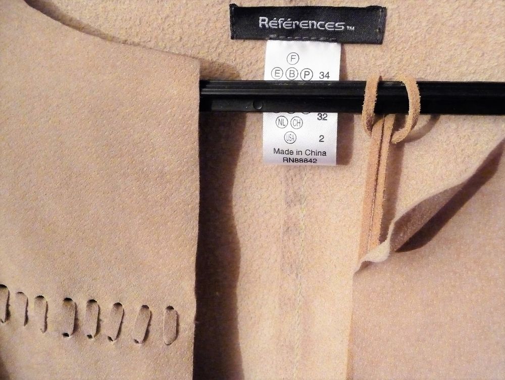 Veste en Daim Beige en 100% Croute de Porc- R&eacute;f&eacute;rences Vêtements
