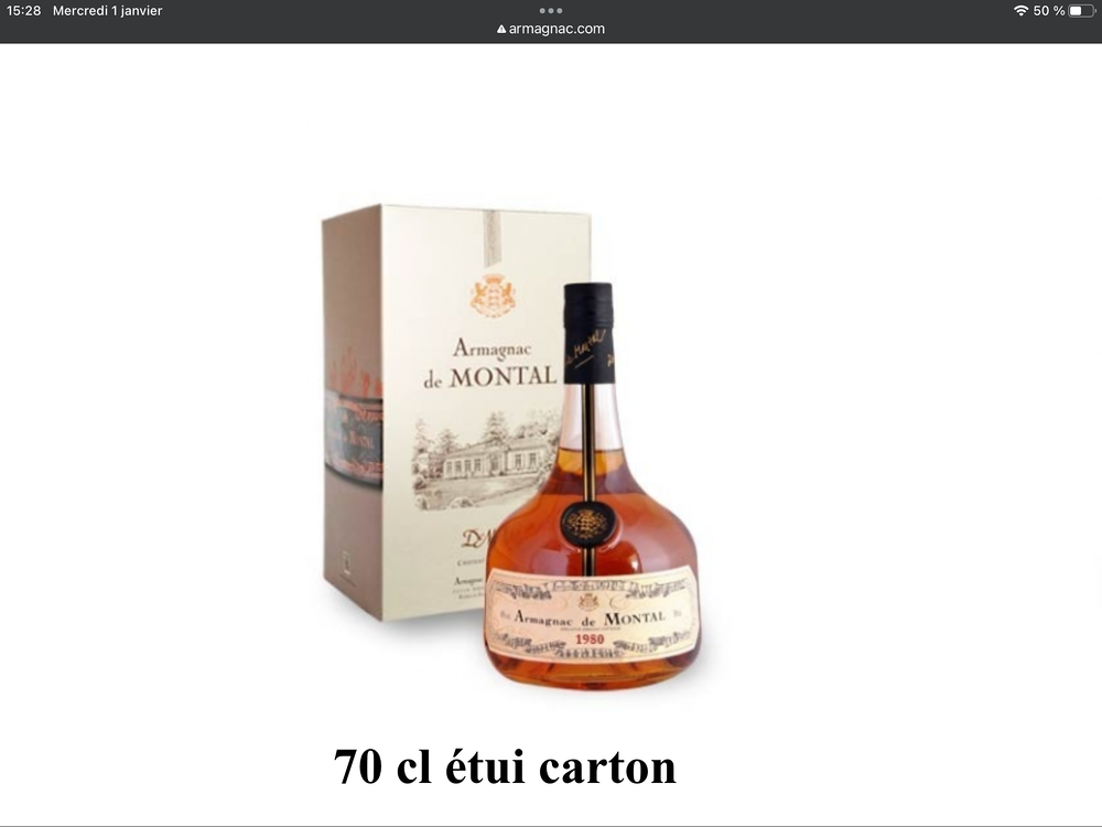 Bouteille Armagnac de Montal 1980 dans son &eacute;tui. 