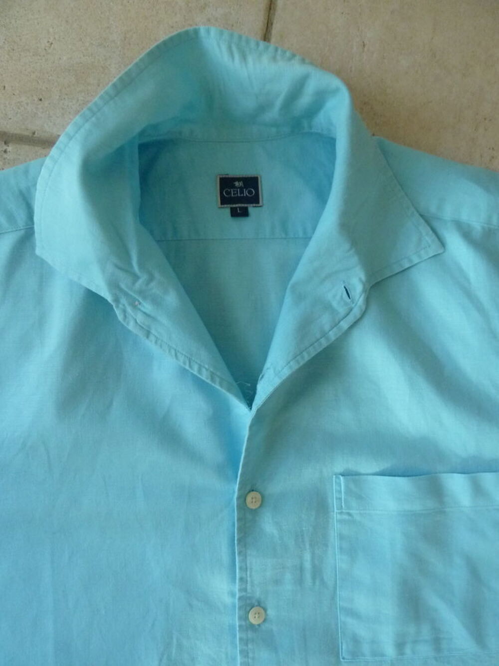 chemisette lin homme Celio bleu turquoise taille L 52 Vtements