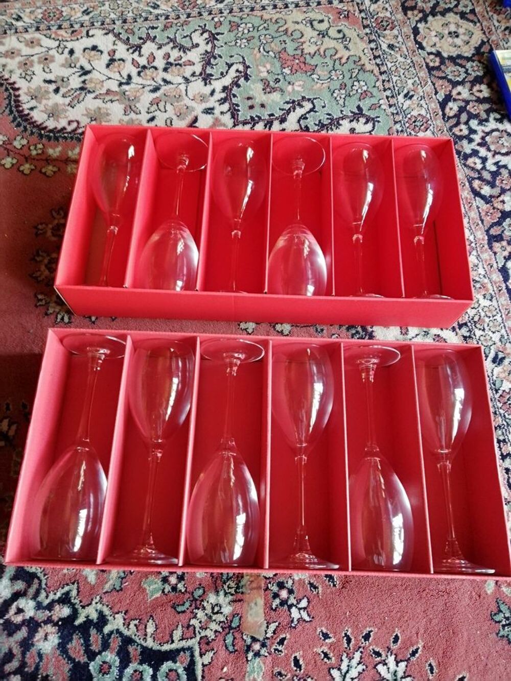 2 coffret 6 grands verres &agrave; champagne 25 cl Cristal d'arques Décoration