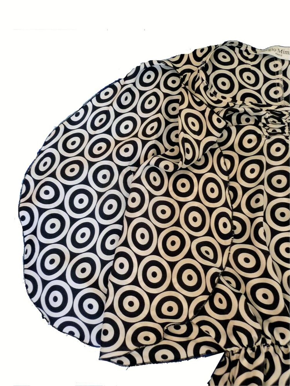 Tunique 100% Soie avec Ronds Noir et Blanc- Sergio Mimrani Vêtements