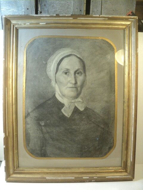Tableau Dessin au Crayon Portrait de Femme Début XXème 1 Loches (37)