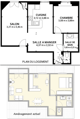  Appartement � vendre 3 pi�ces 56 m�
