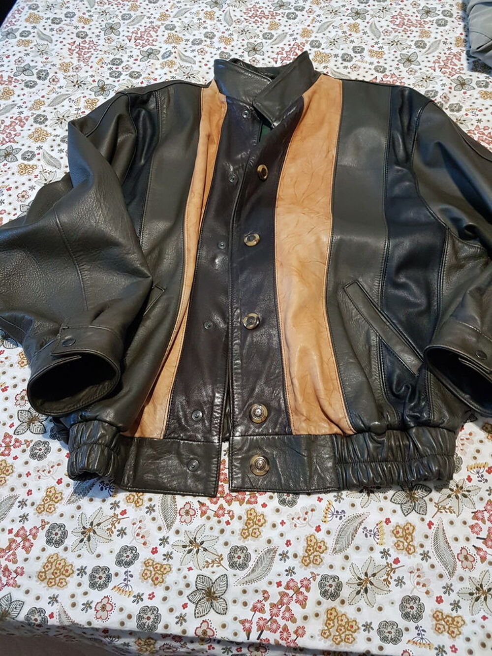 blouson cuir marron Vtements