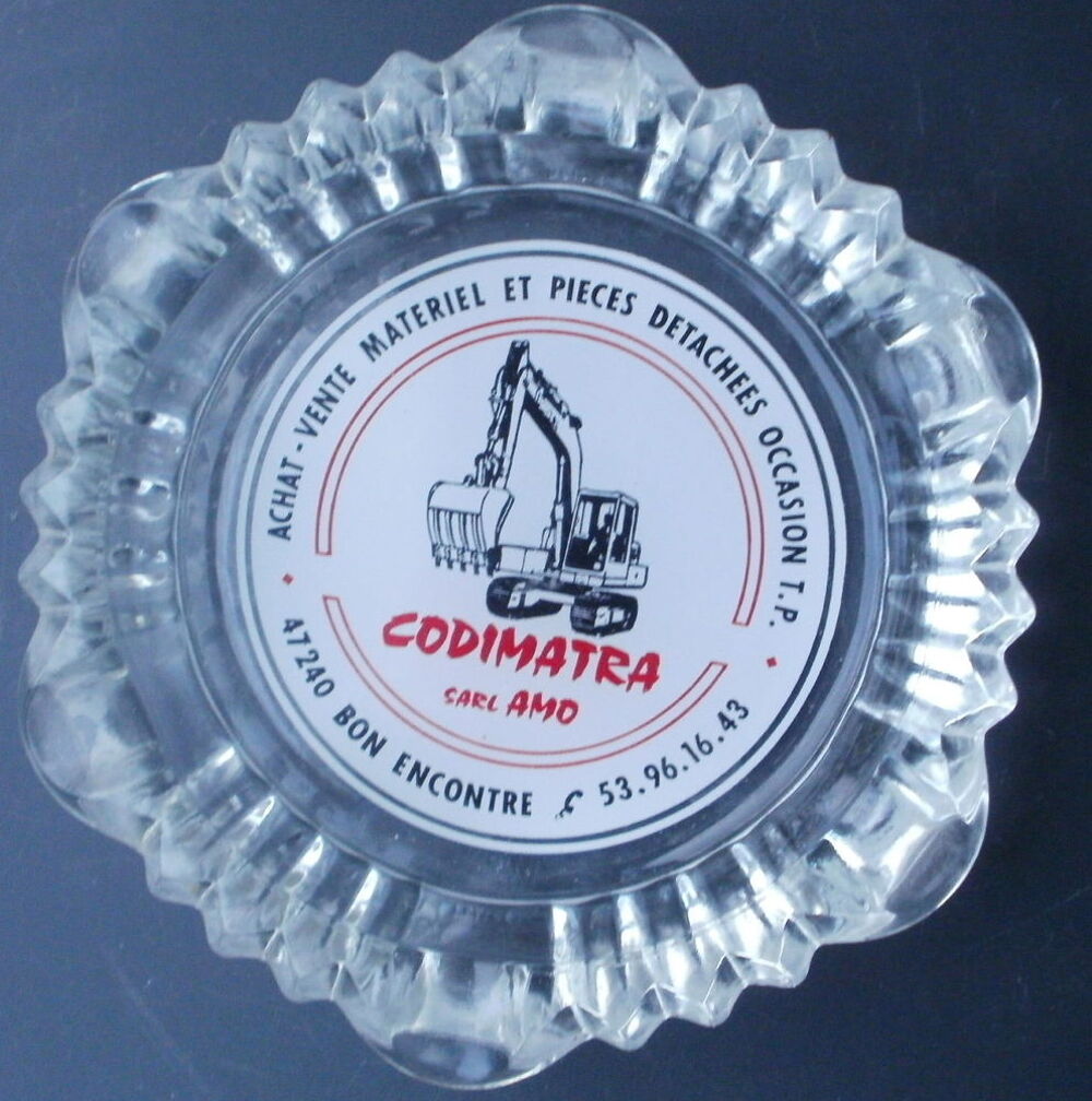 CENDRIER PUBLICITAIRE en verre CODIMATRA 