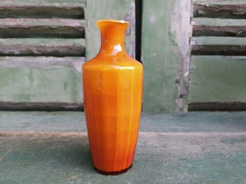 Ancien Vase Verre à Facettes Ambre Opalin Art Déco. 35 Loches (37)