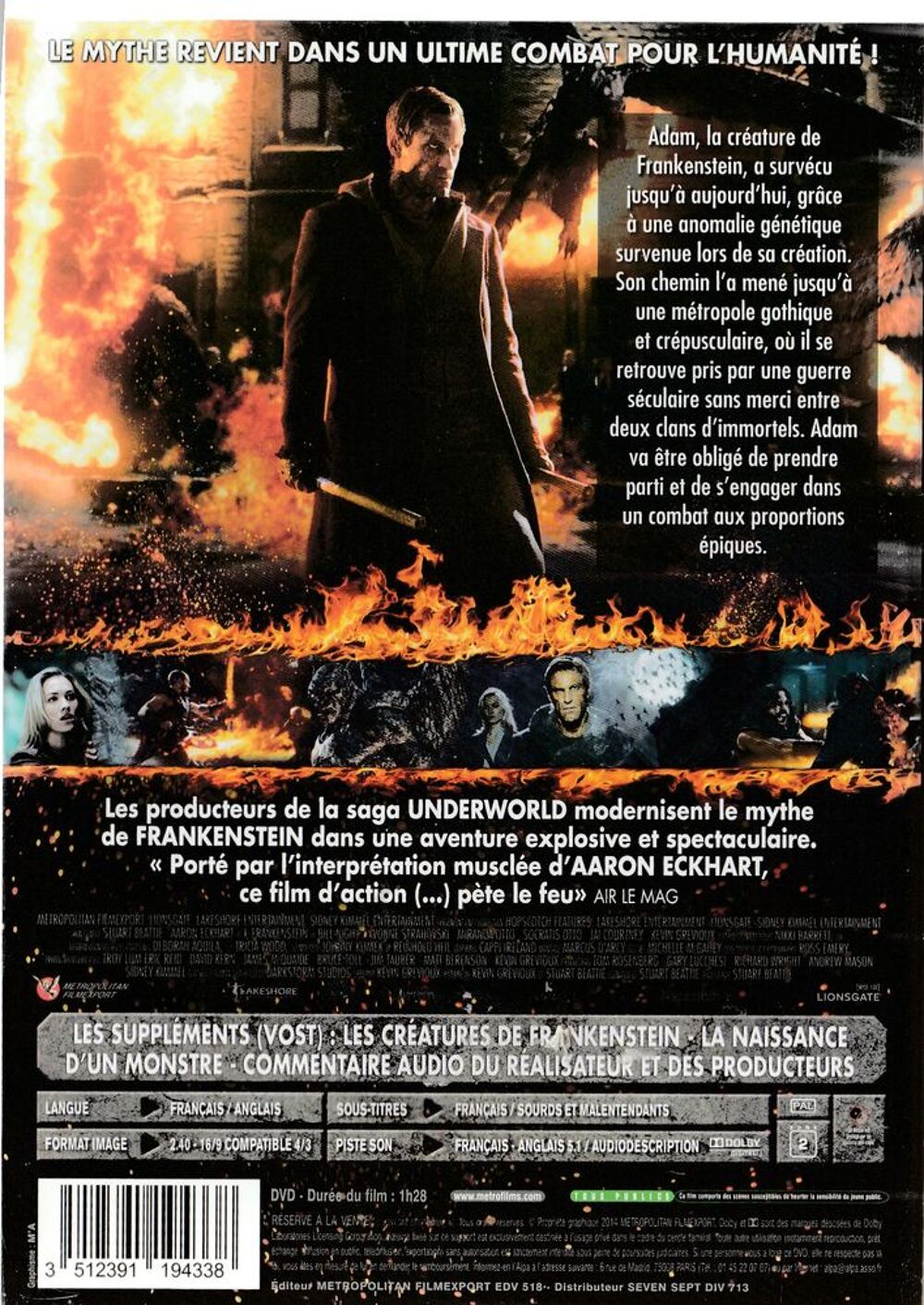 I, Frankenstein DVD et blu-ray