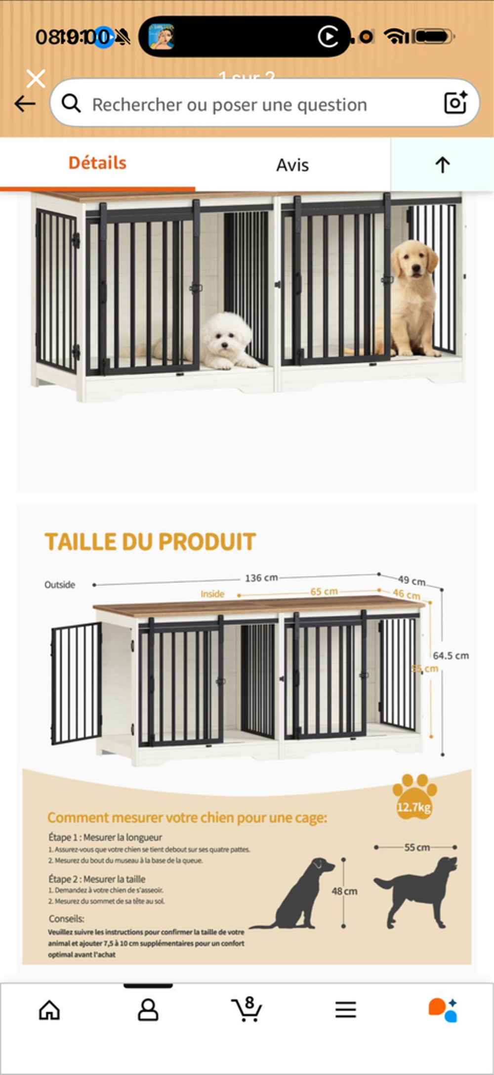 Cage double pour chien bois et m&eacute;tal Meubles