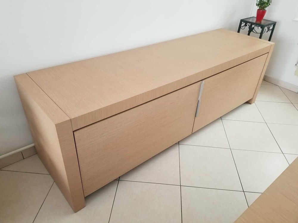 Buffet bas Roche Bobois ch&ecirc;ne teint&eacute; blanchi Meubles