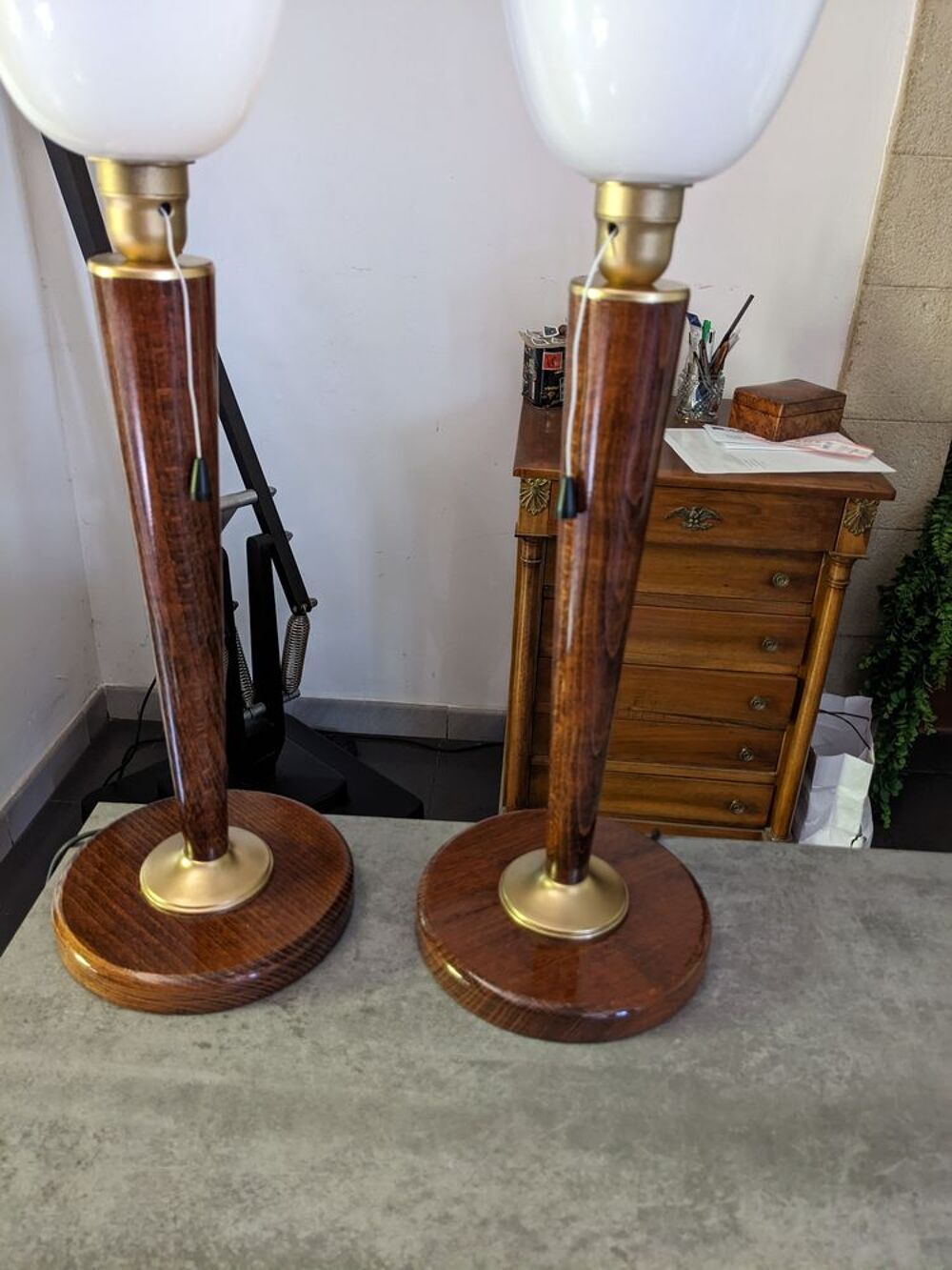 PAIRE DE 2 LAMPES de bureau STYLE MAZDA UNILUX art d&eacute;co vint Décoration