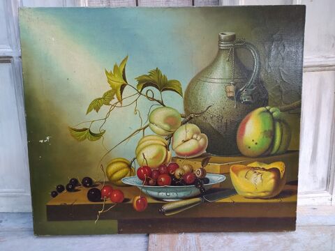 Tableau Nature Morte aux Fruits et Cruche XXème 
120 Loches (37)