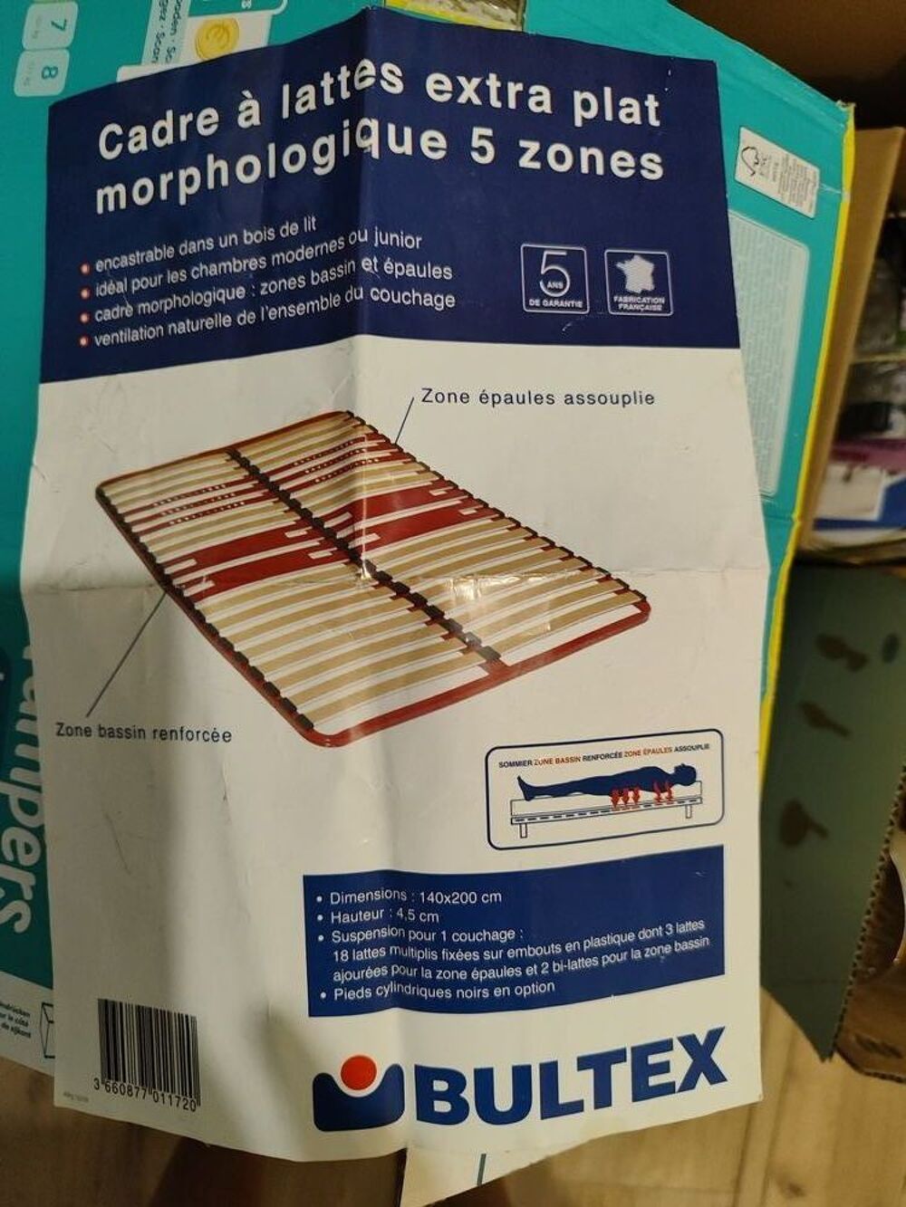 Sommier Bultex CADRE A LATTES MORPHOLOGIQUE 5 ZONES 140x200 Meubles