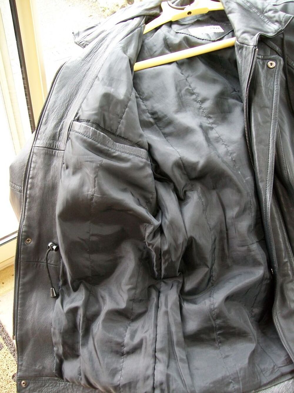 veste noir homme cuir agneau taille 88/92 correspond &agrave; M Vêtements