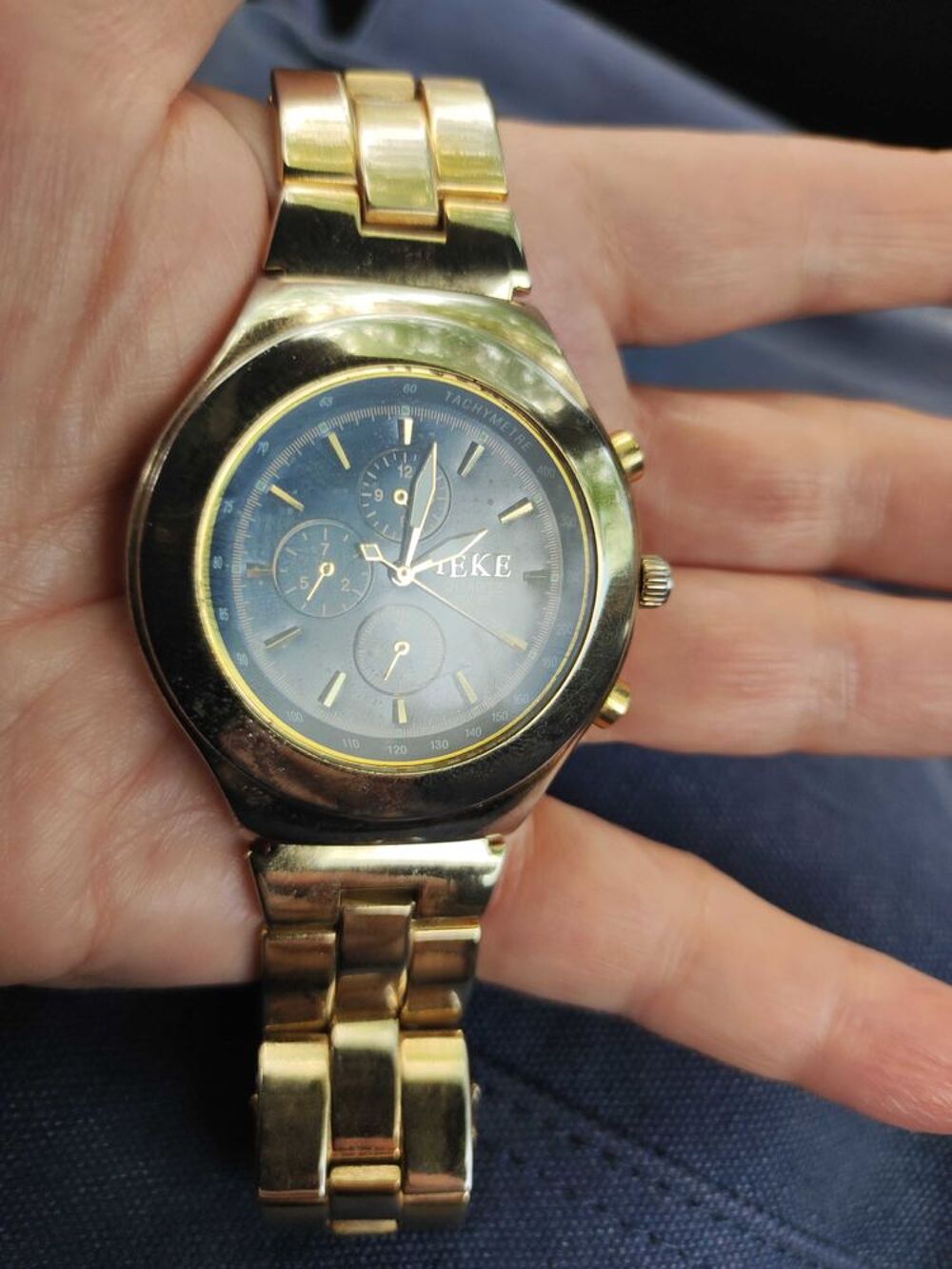 Montre homme bo&icirc;tier acier, dor&eacute;e. IEKE Bijoux et montres