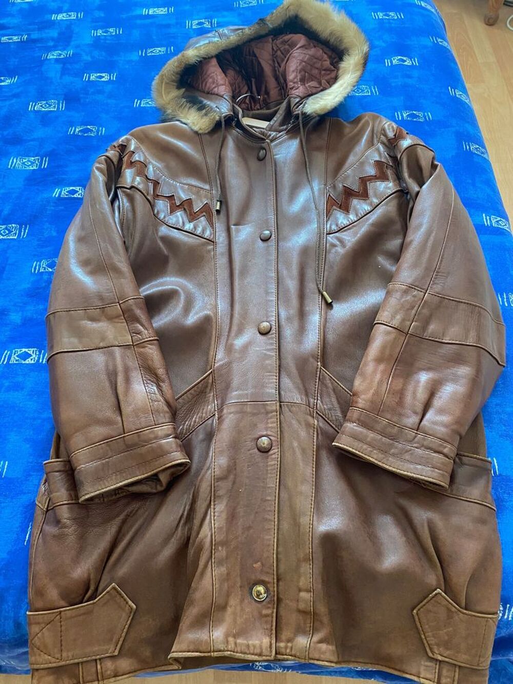 Manteau femme cuir agneau marron tr&egrave;s bon &eacute;tat T38 M Vêtements