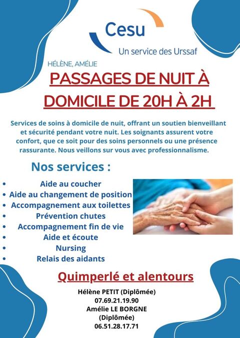 Aide à domicile de nuit 0 29300 Quimperl