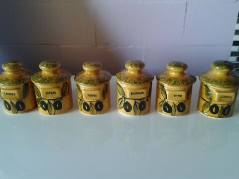 6 pots à épices faïence Vallauris ancienne Dijon (21)