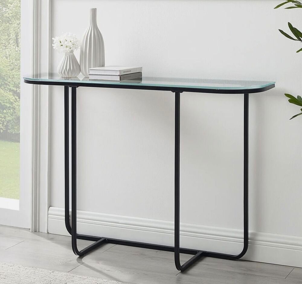 Console d'entr&eacute;e Walker Edison 112 cm - Verre tremp&eacute; &amp; m&eacute;tal Meubles