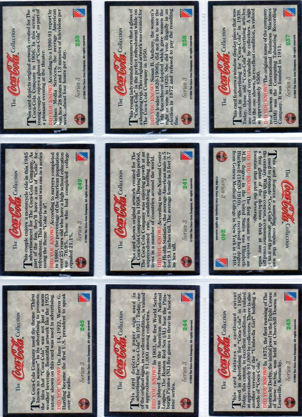 CARTES DE COLLECTION 