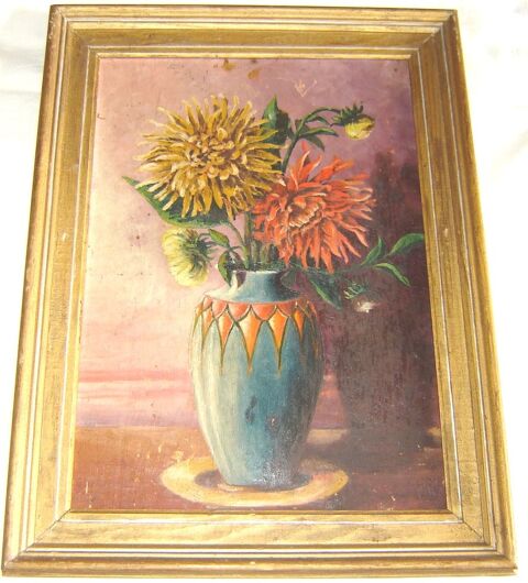 Tableau ancien peinture fleur chrysanthème 50 Aromas (39)