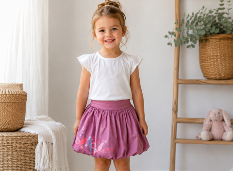Jupe fille o'kids 3 ans vertbaudet violet collection oiseaux 5 Brienne-le-Château (10)