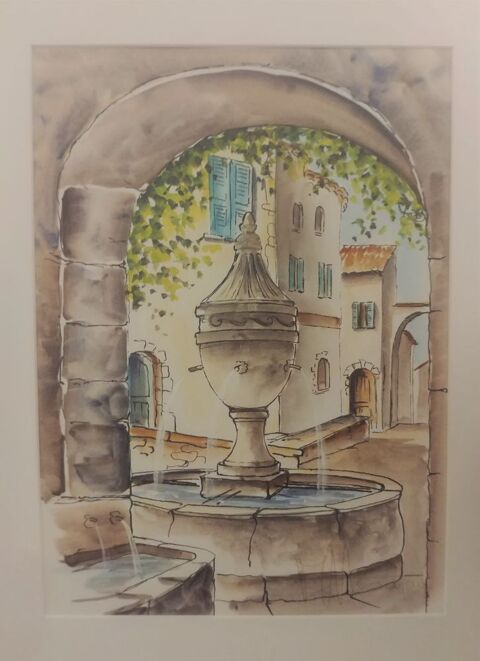 Aquarelle Provenale de Chrismau avec certificat d'authenti 60 Robion (84)