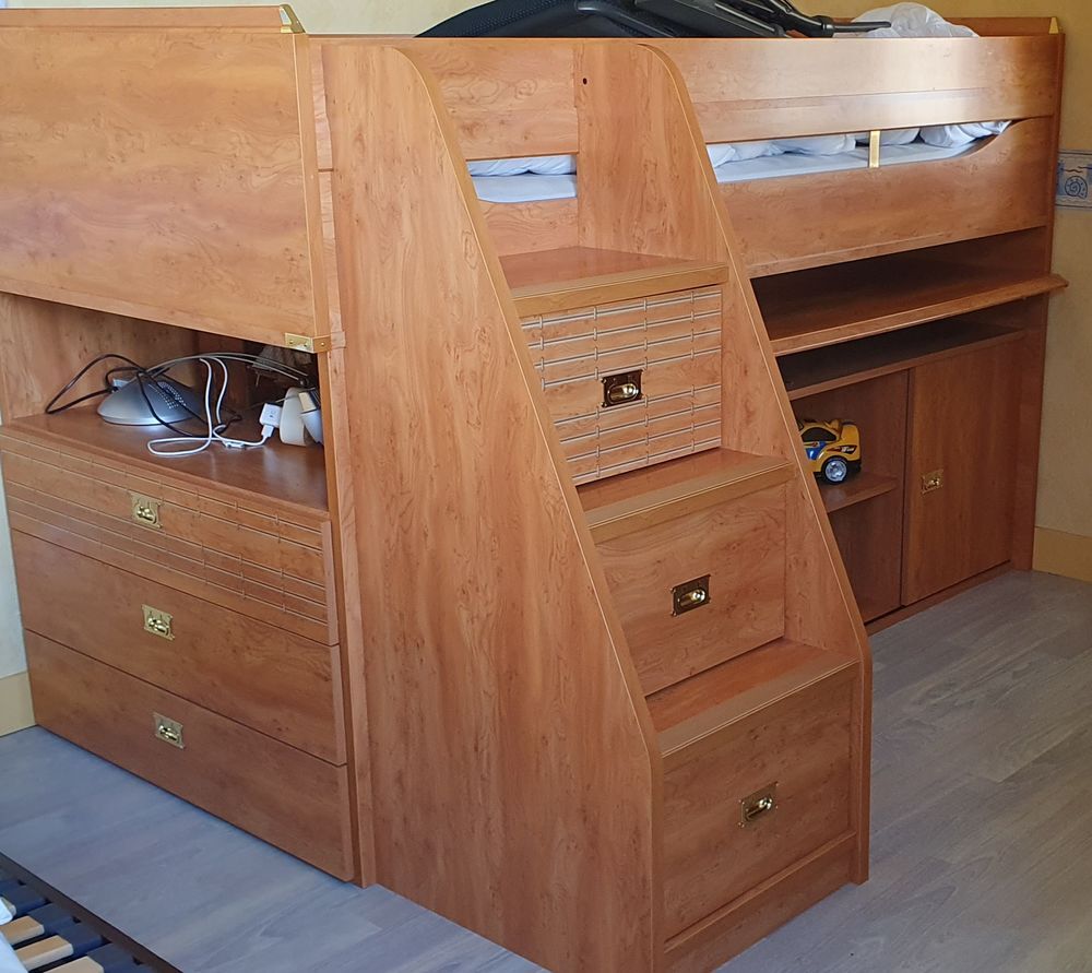 Lit compact Gautier, mod&egrave;le Calypso (lit+bureau+rangements) Meubles