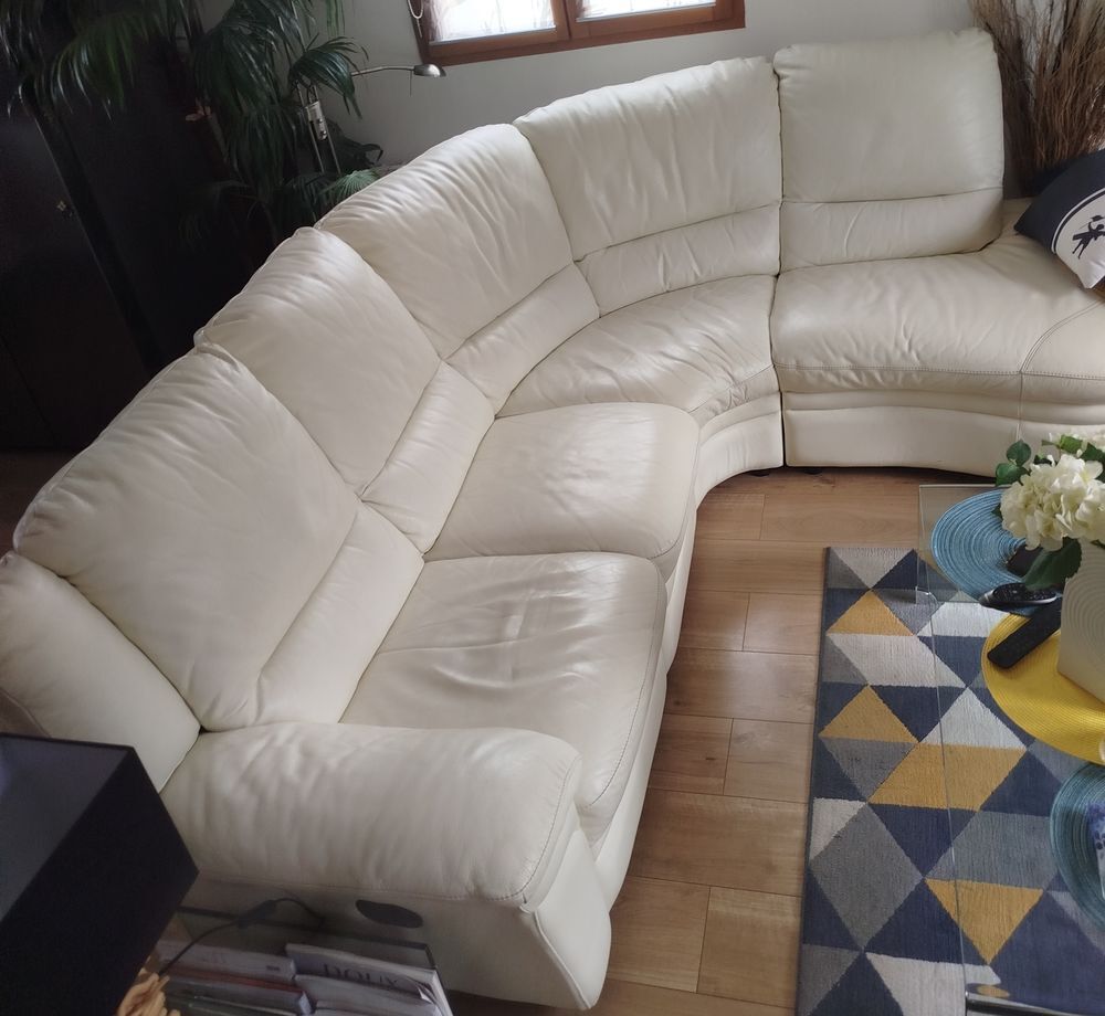 Canap&eacute; angle cuir blanc Meubles