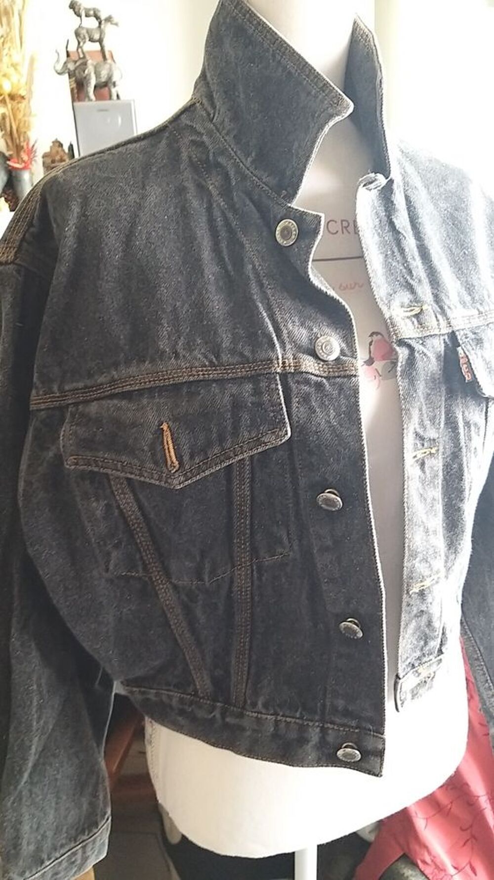 blouson jeans black d&eacute;lav&eacute; Vêtements