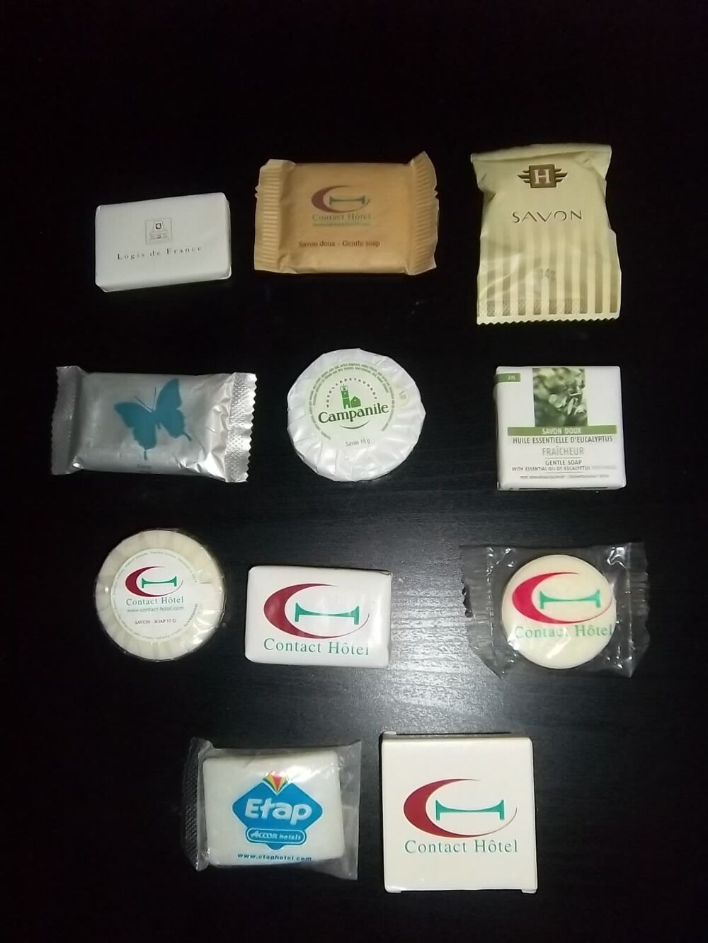 lot de 11 savons h&ocirc;tel 