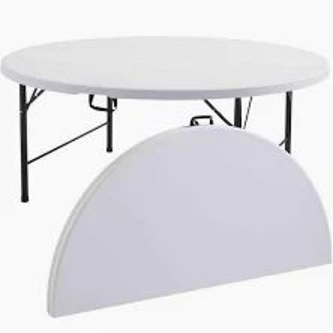 Grande table Table ronde neuve Ø122ou 180 cm polypro pliante 40 Anstaing (59)