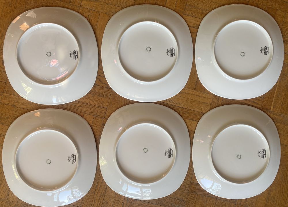 Assiettes plates Limoges Georges Boyer mod&egrave;le script Cuisine