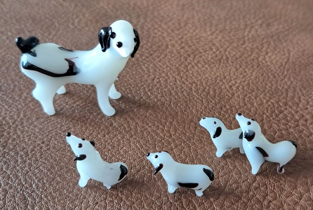 lot de 10 animaux miniatures en p&acirc;te de verre pigeon chien Décoration