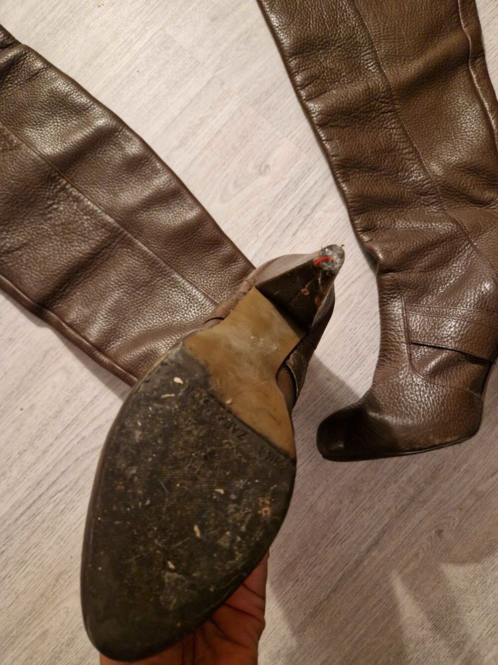cuissarde zara brune similicuir bon &eacute;tat Chaussures