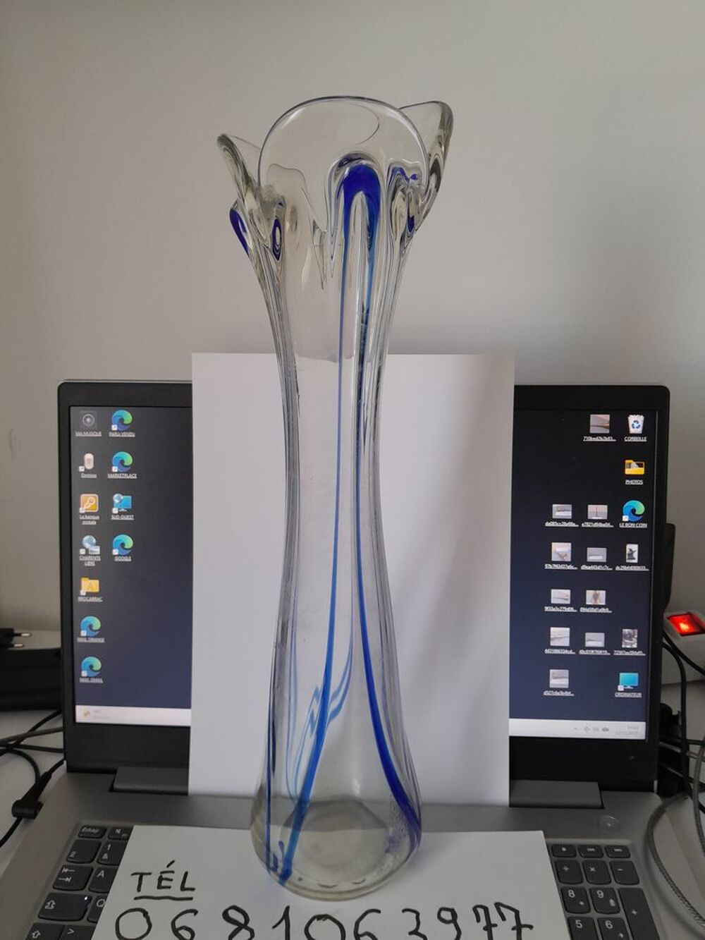 VASE en CRISTAL HAUTE 40 CM TEL / 0627473514 Décoration
