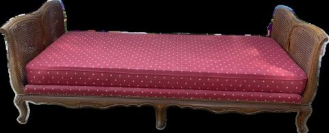 Banquette vintage bois et cannage 100 Bormes-les-Mimosas (83)