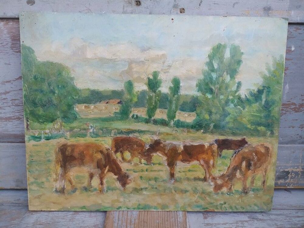 Tableau Paysage Campagne Vaches Atelier Cordel 
