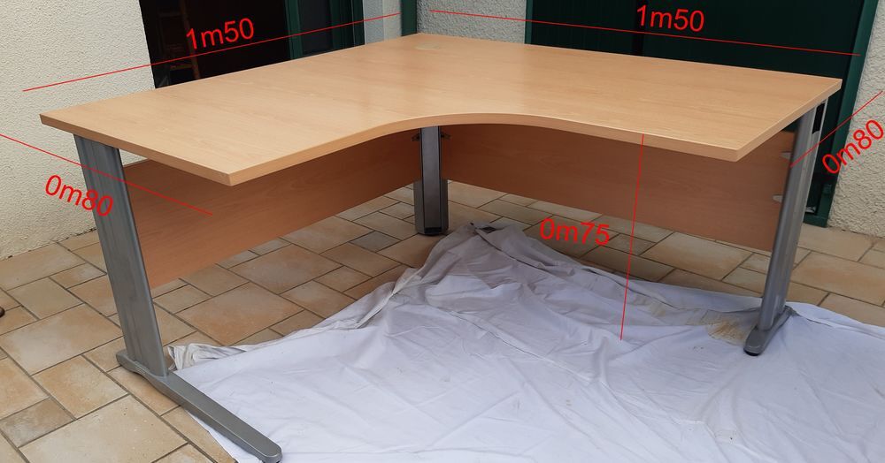 Tr&egrave;s beau bureau avec desserte en parfait &eacute;tat Meubles