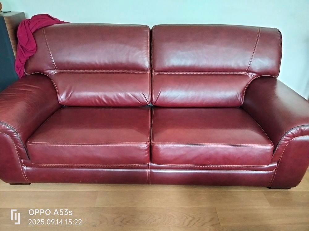 Canap&eacute; cuir bordeau contemporain achet&eacute; chez tout salon Meubles