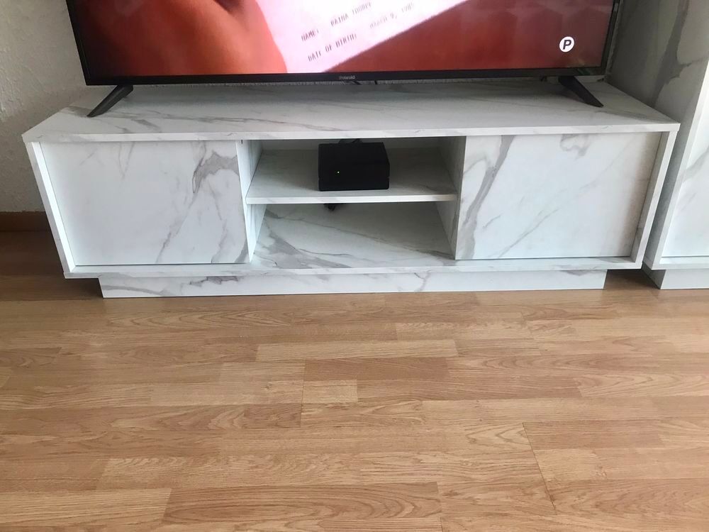 Meuble tv effet marbre blanc Meubles