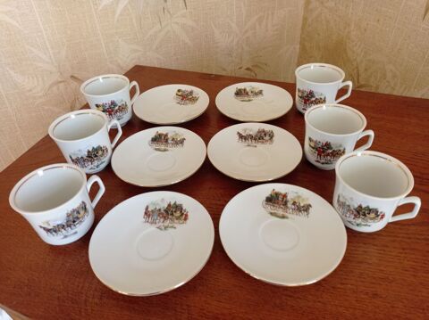 TASSES ET SOUCOUPES CAFE PORCELAINE EQUESTRE 20 Palaiseau (91)