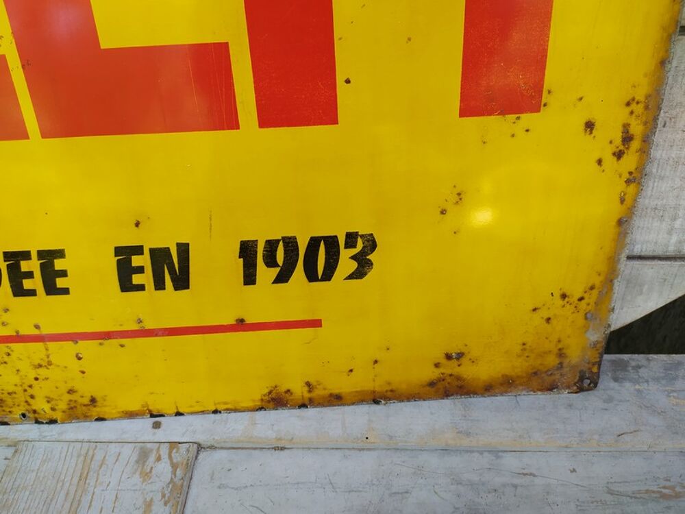 Ancienne Plaque T&ocirc;le Publicitaire Accus Slem
