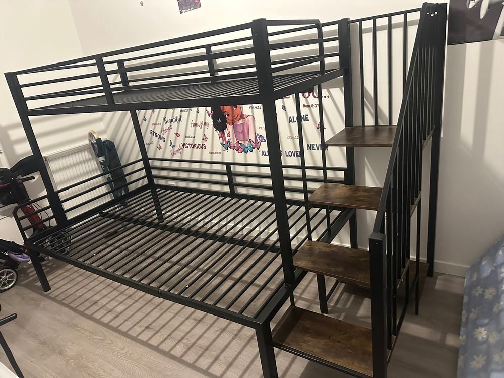  MAGNIFIQUE LIT SUPERPOS&Eacute; INDUSTRIEL AVEC ESCALIER ? 180e Mobilier enfants