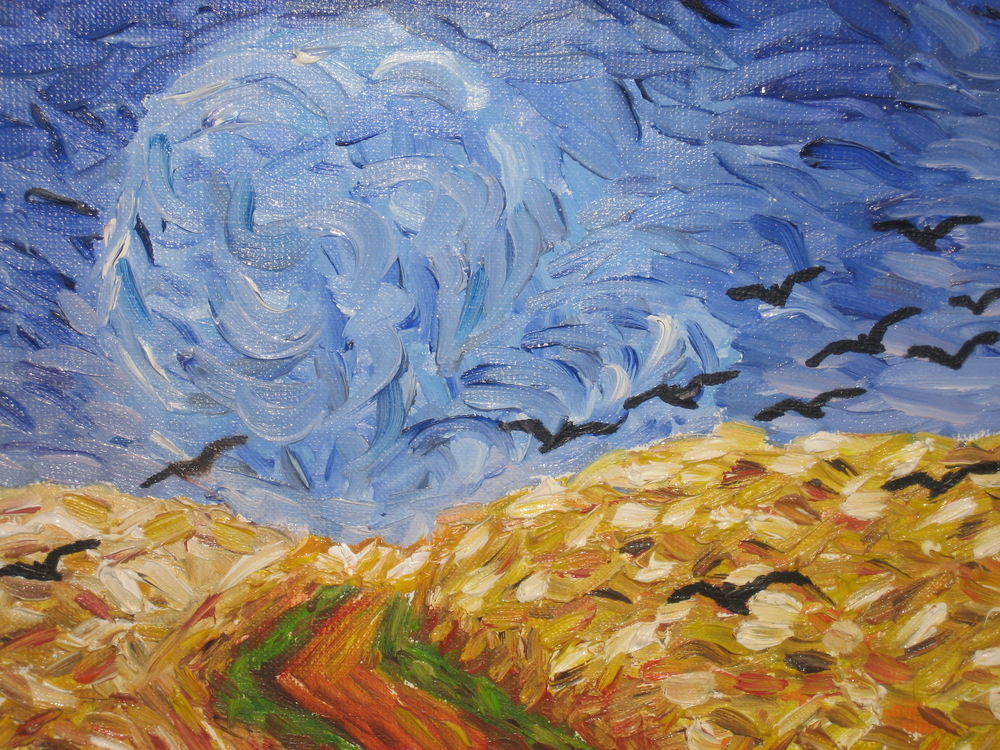 PEINTURE A L'HUILE sur toile champ de bl&eacute; Décoration