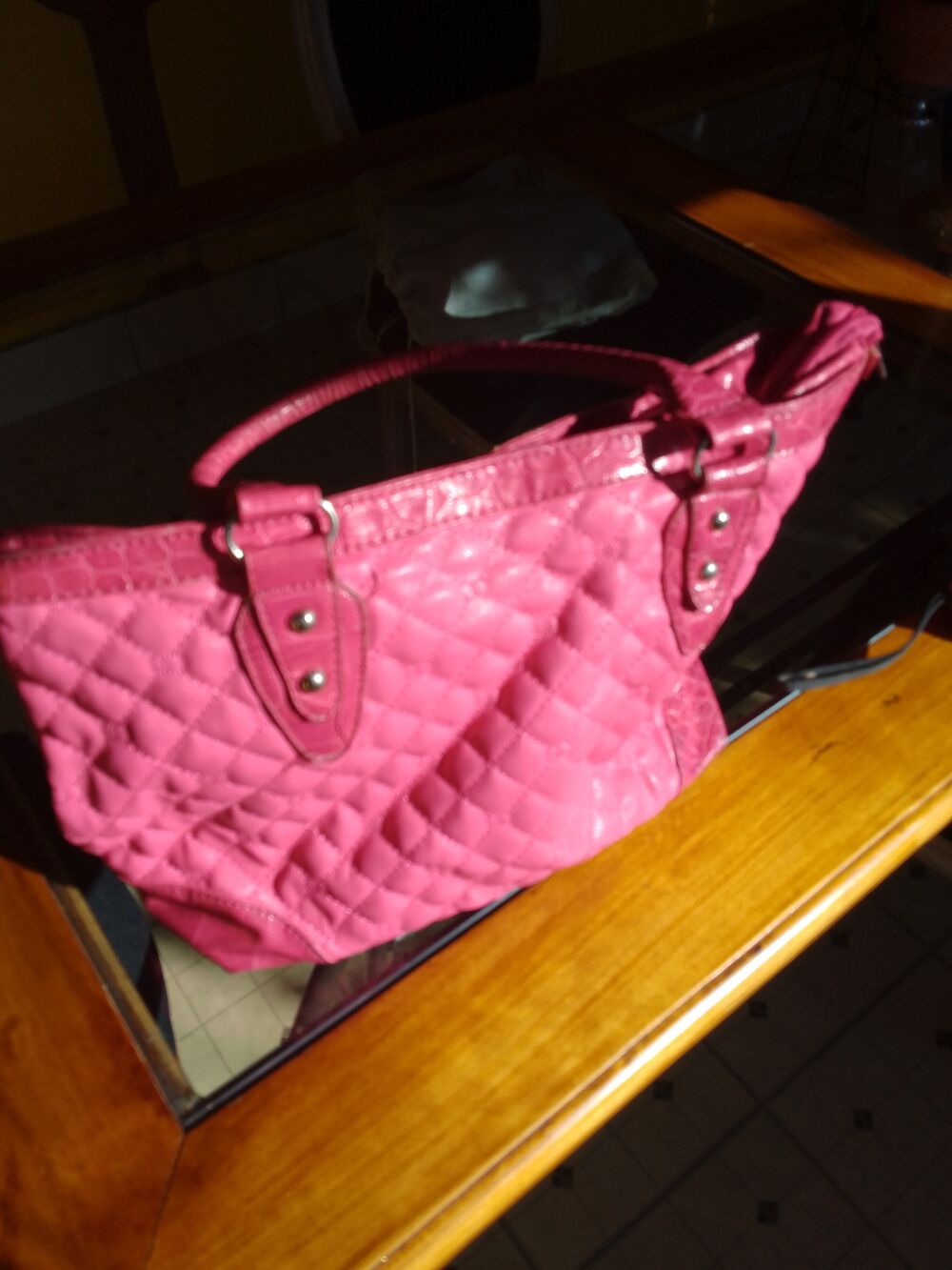 sac rose matelass&eacute; H21 - l39 - P11 - anses 42 cm Maroquinerie