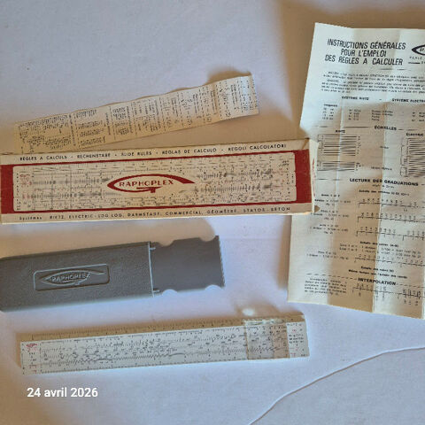 Avant la calculatrice , la règle à calculs graphoplex,   sa 20 Aubusson (23)
